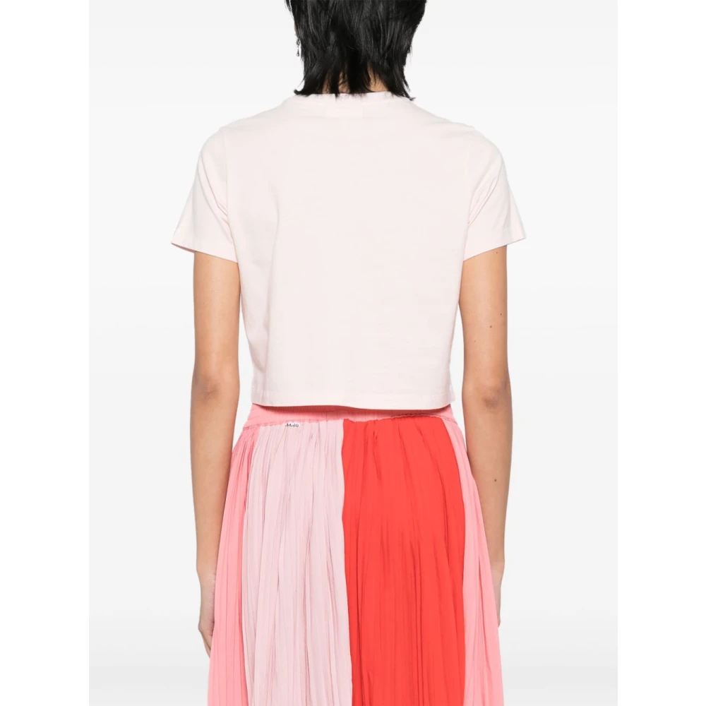 Maison Kitsuné Blush Pink Crew Neck Cropped T-shirt Pink Dames