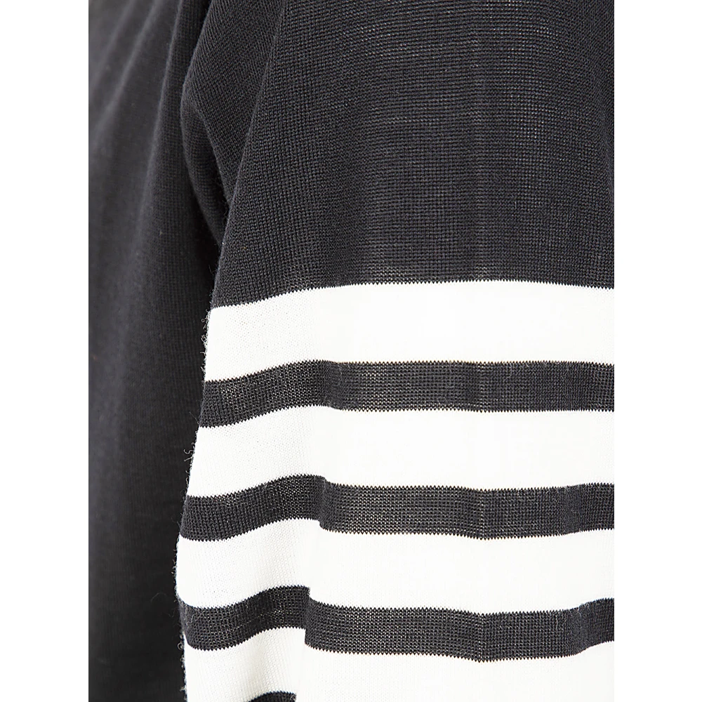 Thom Browne Merino Wol V-Hals Vest met Strepen Black Heren