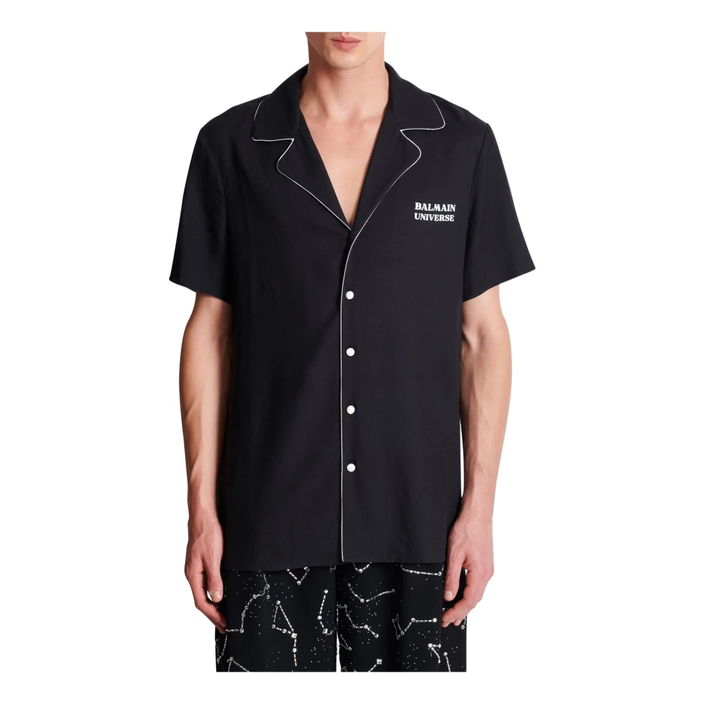 Balmain Pyjama shirt met 9 panets print Black Heren