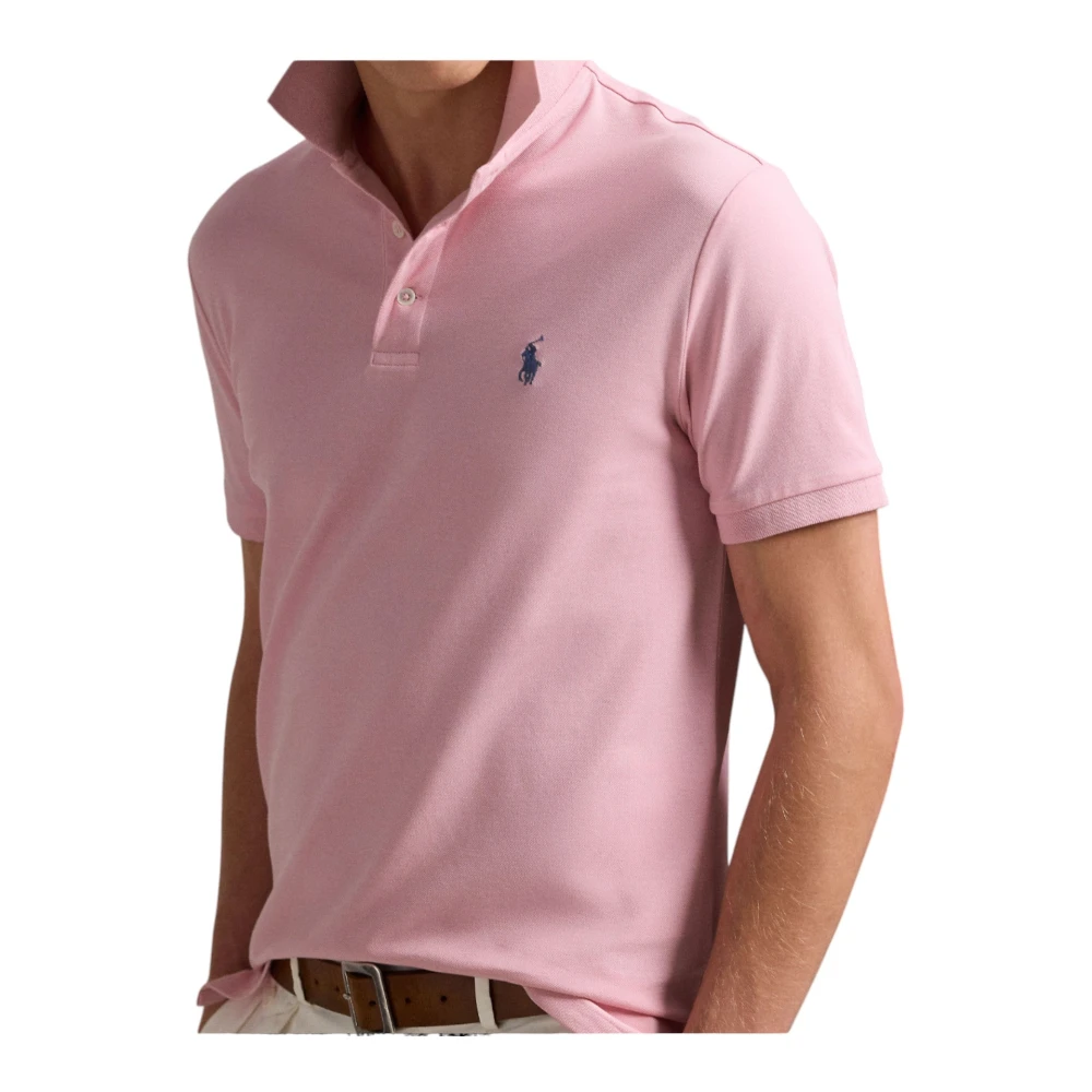 Ralph Lauren Aangepaste Slim FIT Stretch Mesh Polo Shirt Roze Pink Heren