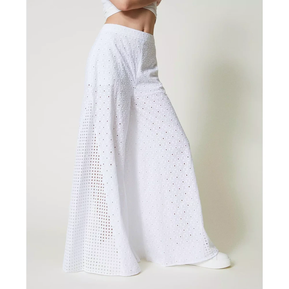 Twinset Palazzo Katoenen Broek met Rits White Dames