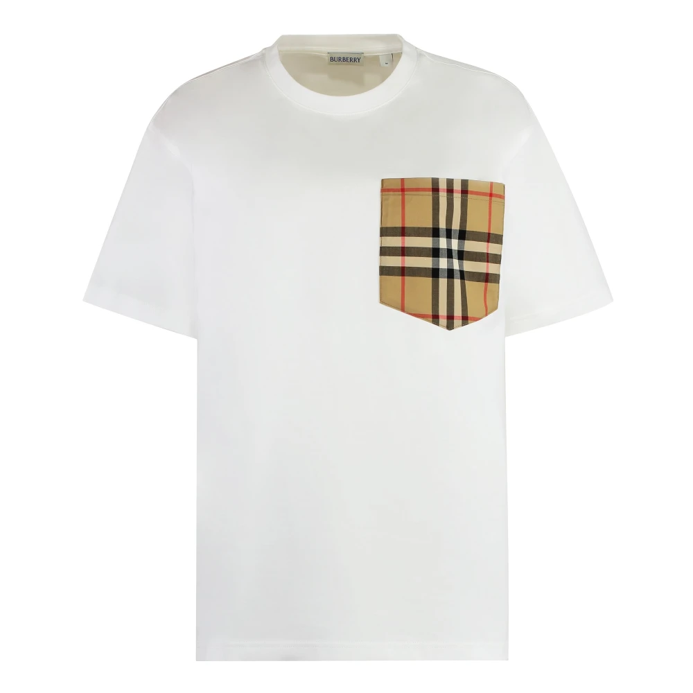 Burberry Geribbelde crew-neck T-shirt in katoen White Dames