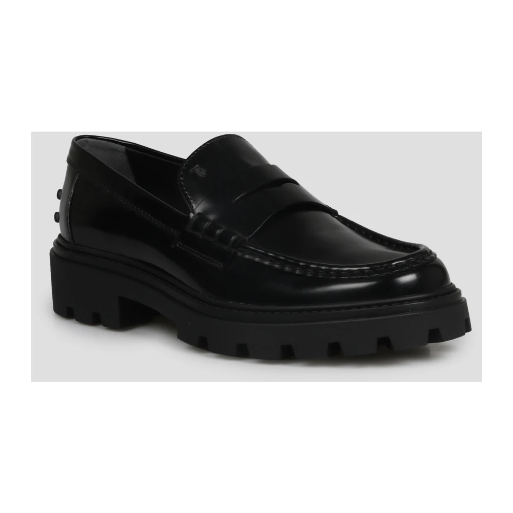 TOD'S Preppy Loafer in halfglanzend leer Black Dames