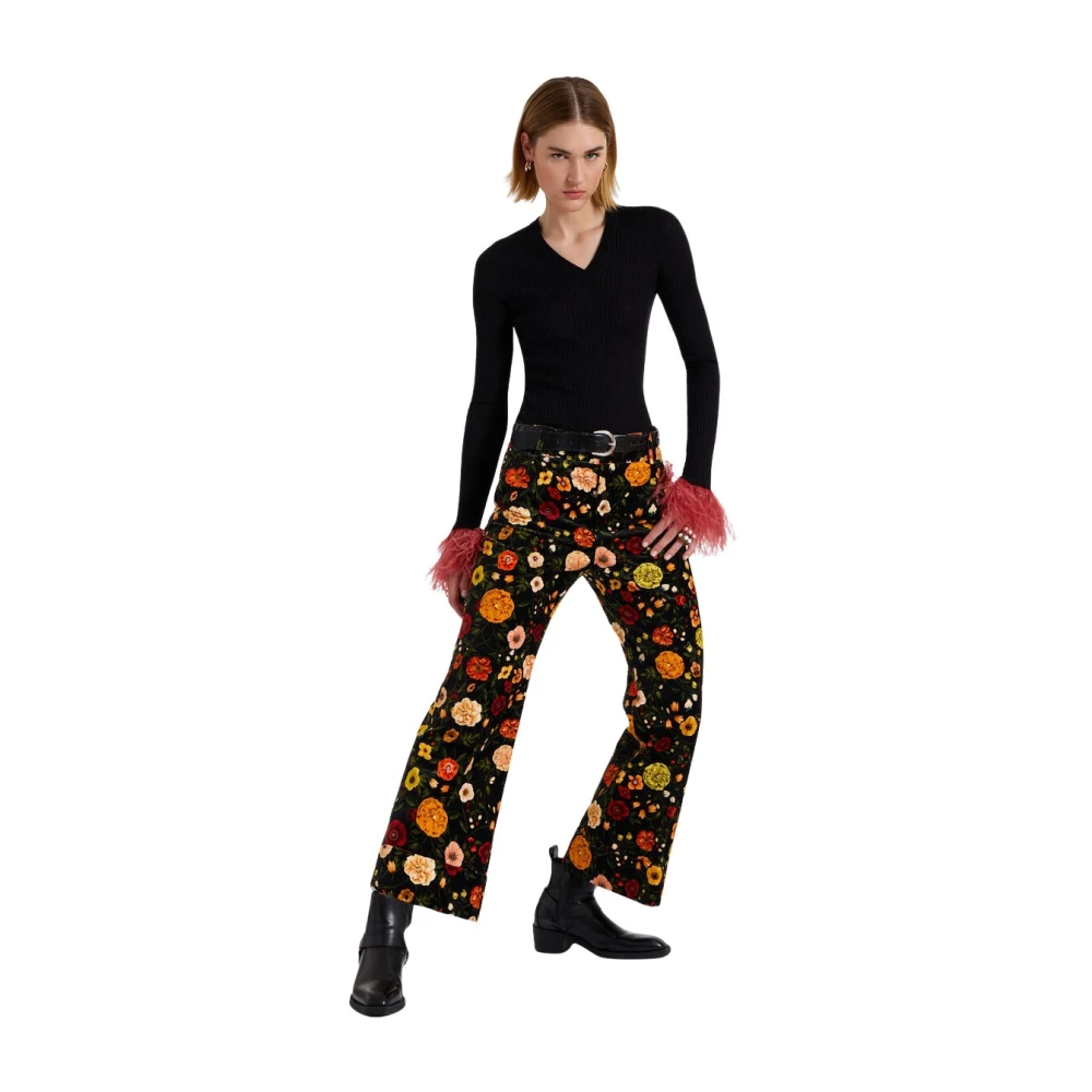 La DoubleJ Renaissance-geïnspireerde Fluweel Flare Broek Multicolor Dames