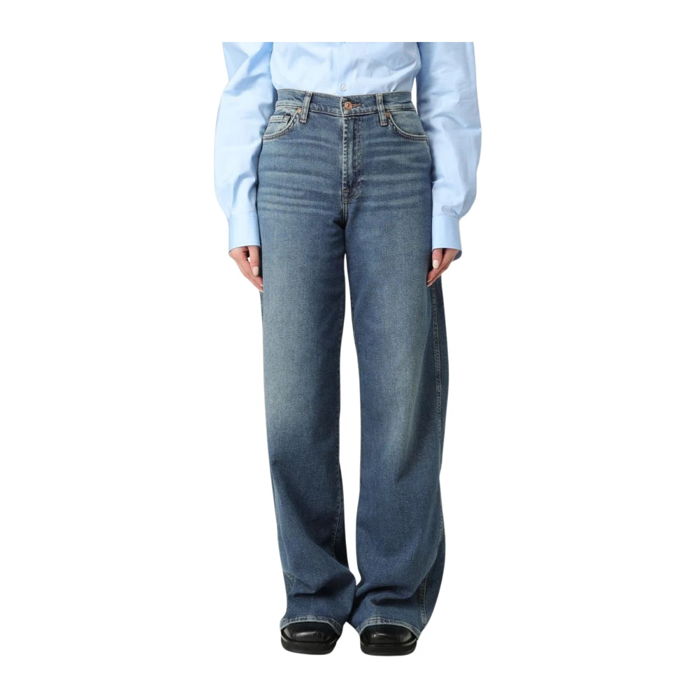 7 For All Mankind Women's Blue Straight Leg Jeans