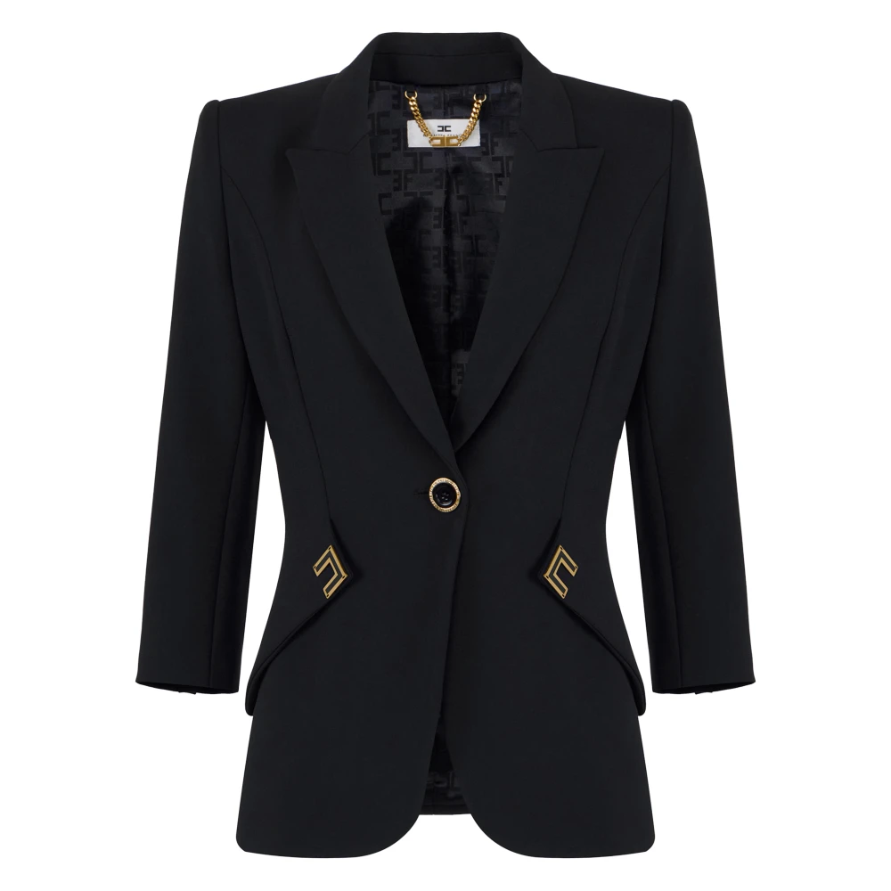 Elisabetta Franchi Women's Black Blazers, S, Single-Breasted Blazer