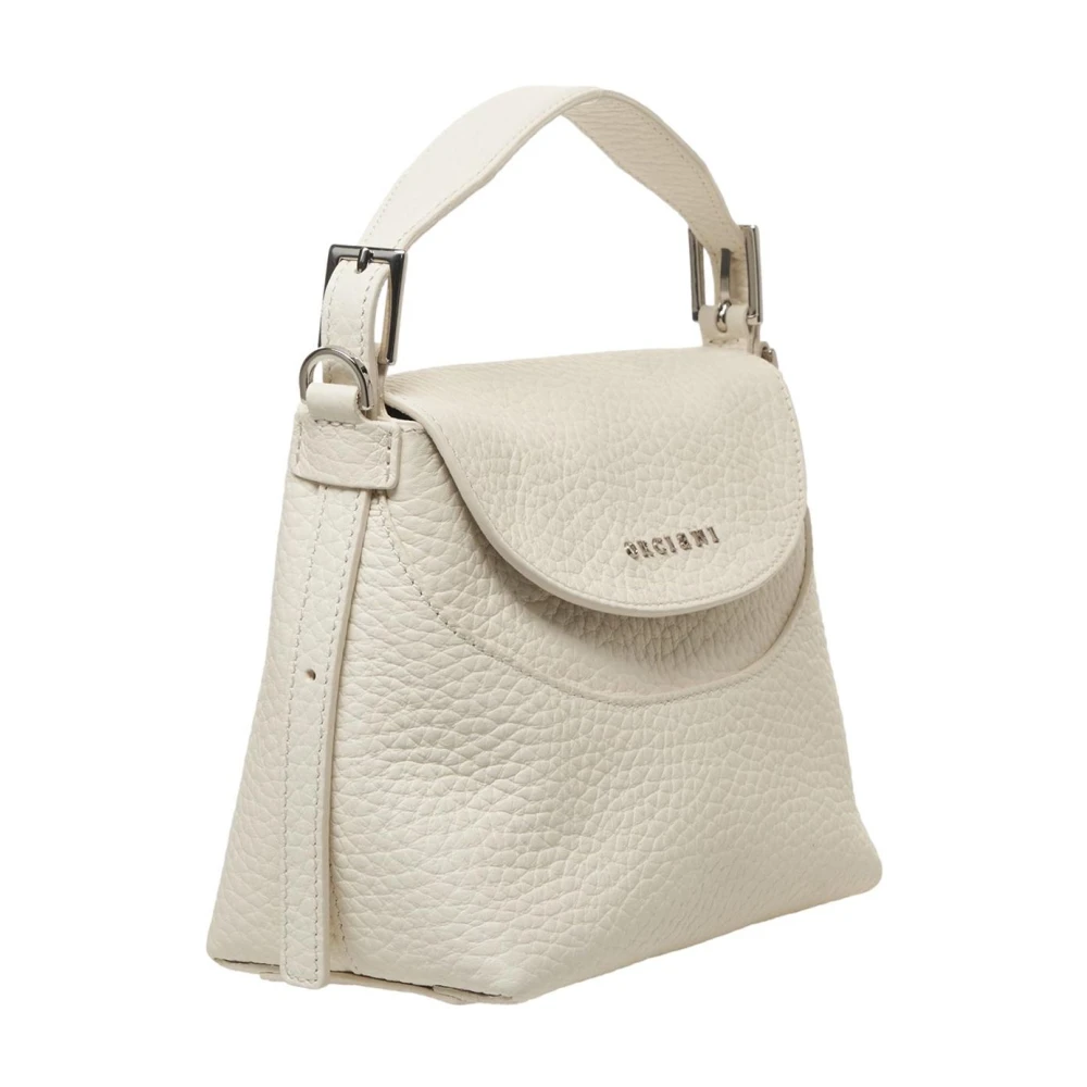 Orciani Witte leren handtas met verstelbare band White Dames