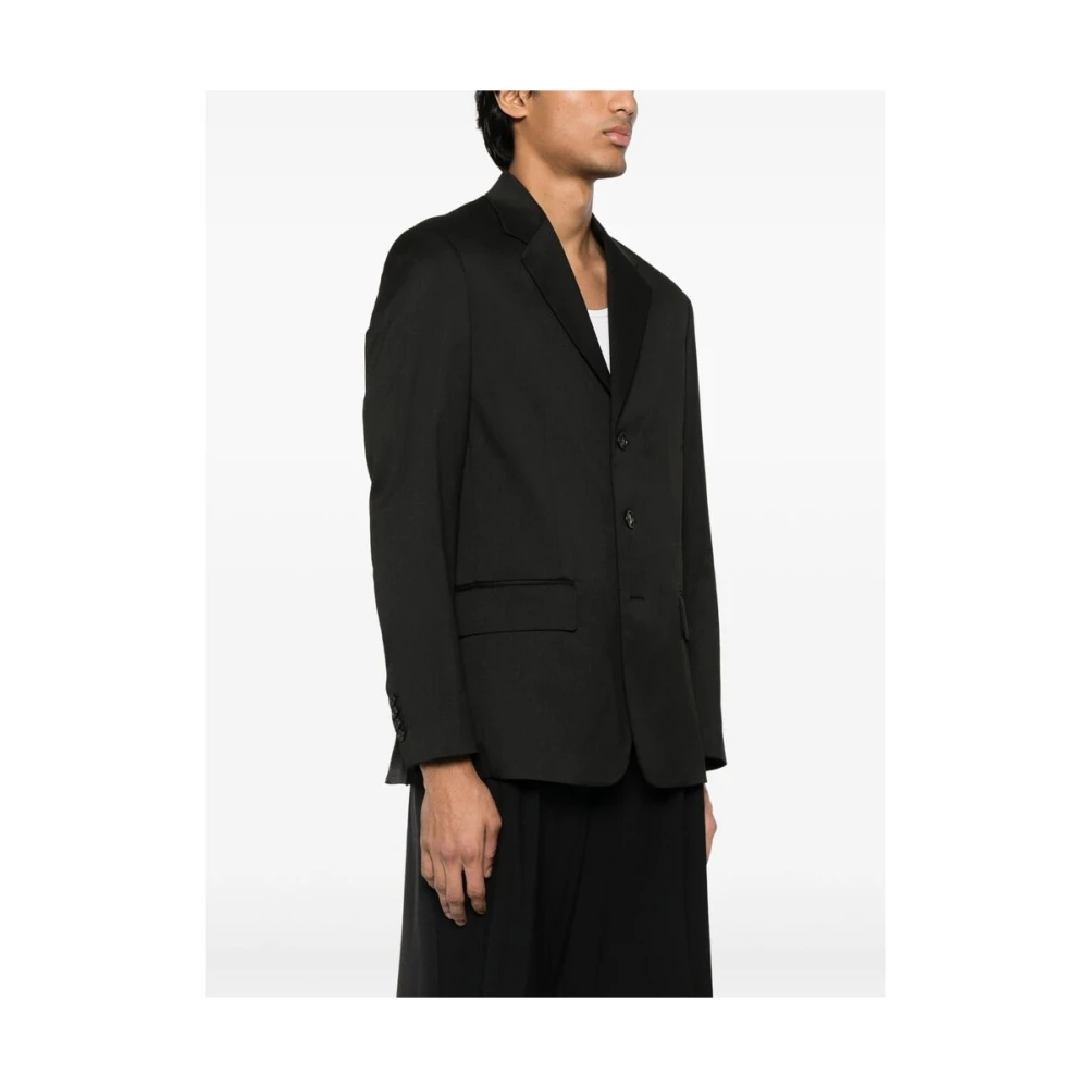 MM6 Maison Margiela Zwarte geknoopte jas met schoudervullingen Black Heren