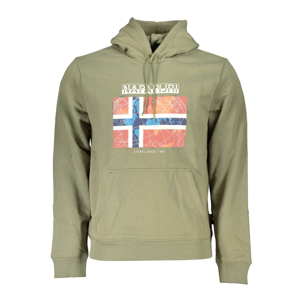 Napapijri Groene Katoenen Hoodie voor Mannen Green Heren