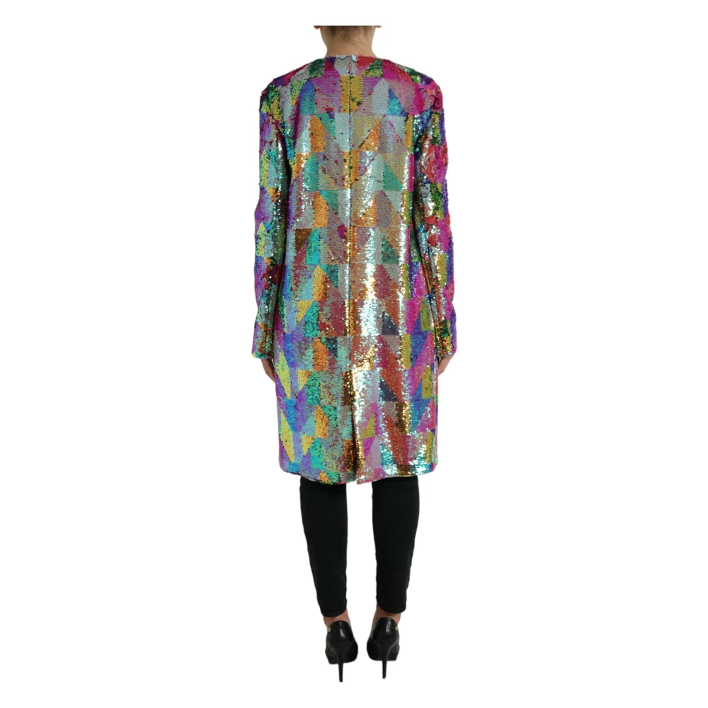 Dolce & Gabbana Pailletten Multicolor Lange Jas Multicolor Dames