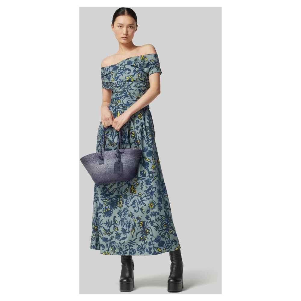 altuzarra Off-Shoulder Maxi Dress in Stormcloud Shibori Blue Dames