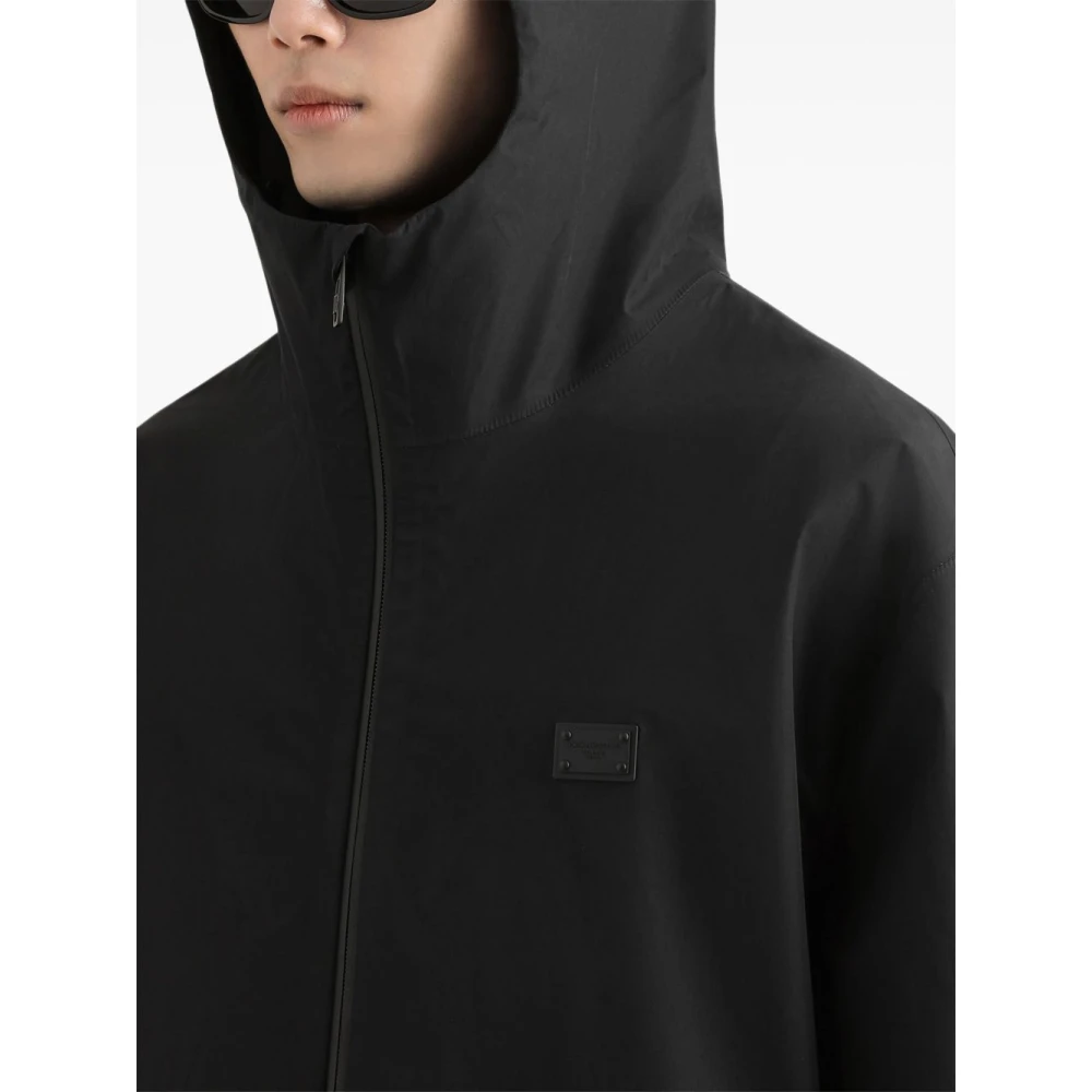 Dolce & Gabbana Zwarte rits capuchonjas Black Heren
