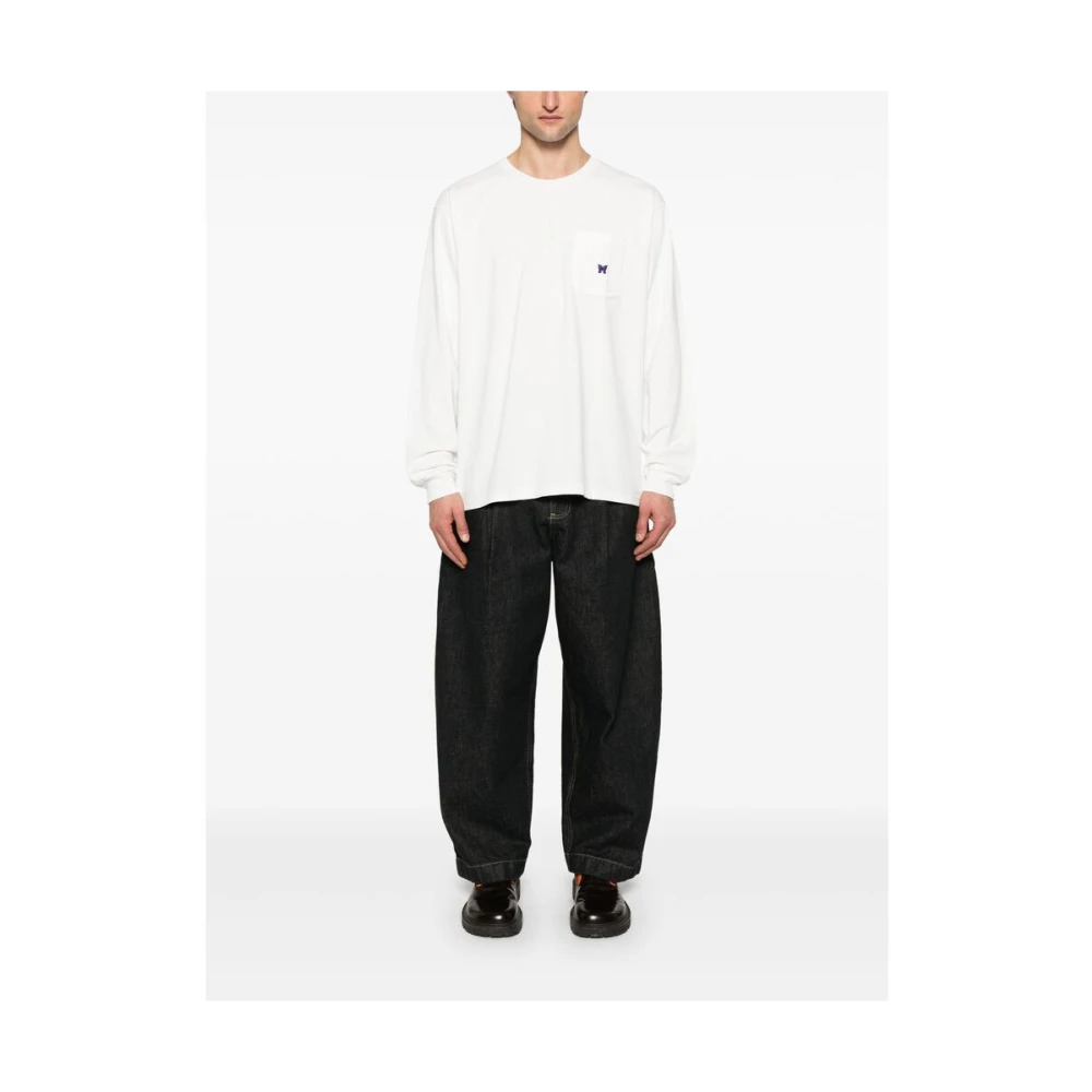 Needles Witte Crew Neck Sweater met Zak White Heren