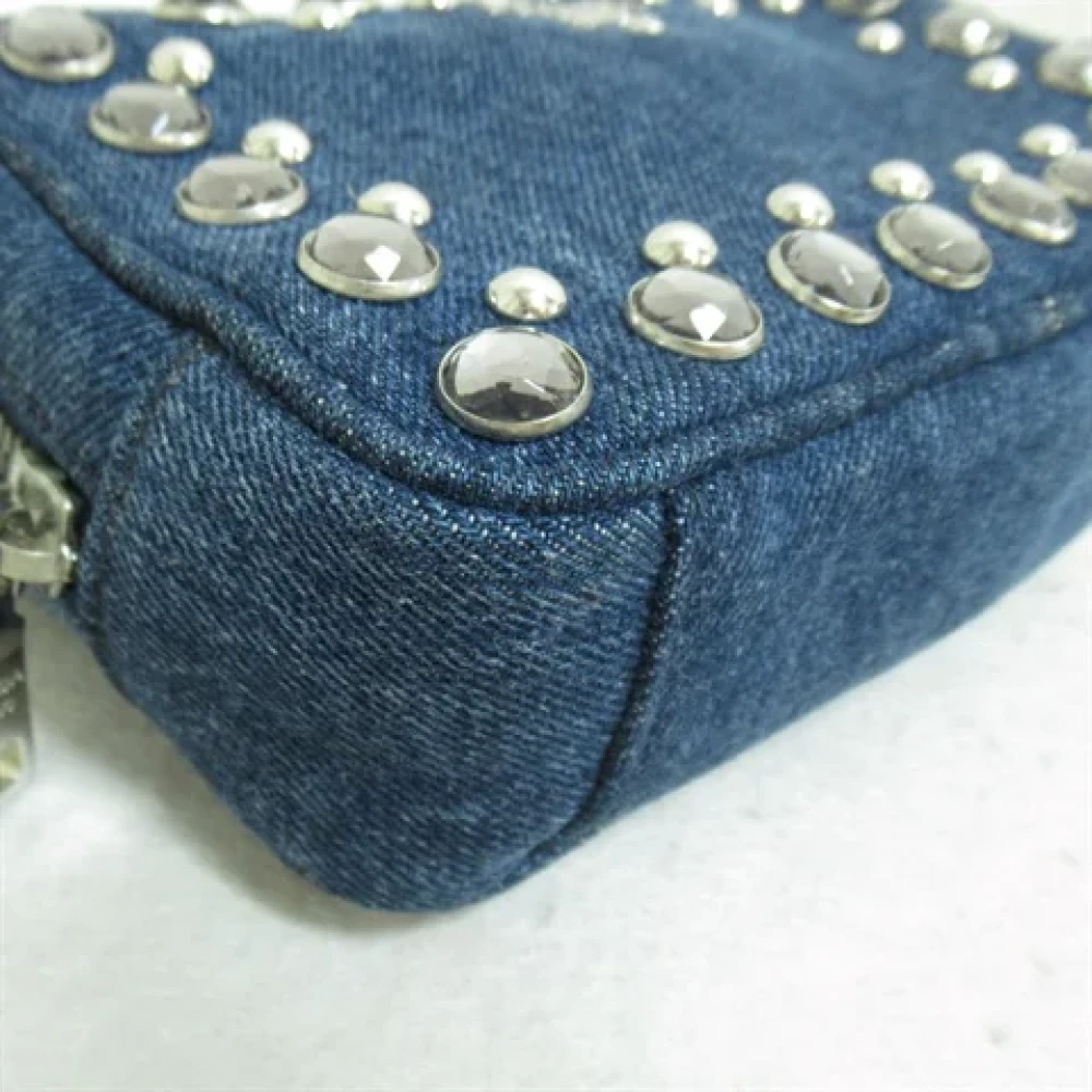 Prada Vintage Pre-owned Denim crossbody-bags Blue Dames