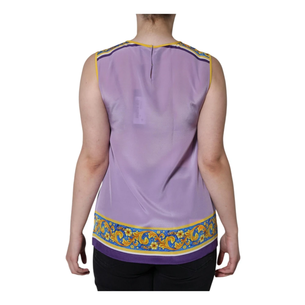 Dolce & Gabbana Paarse Zijden Caponata Print Tanktop Purple Dames