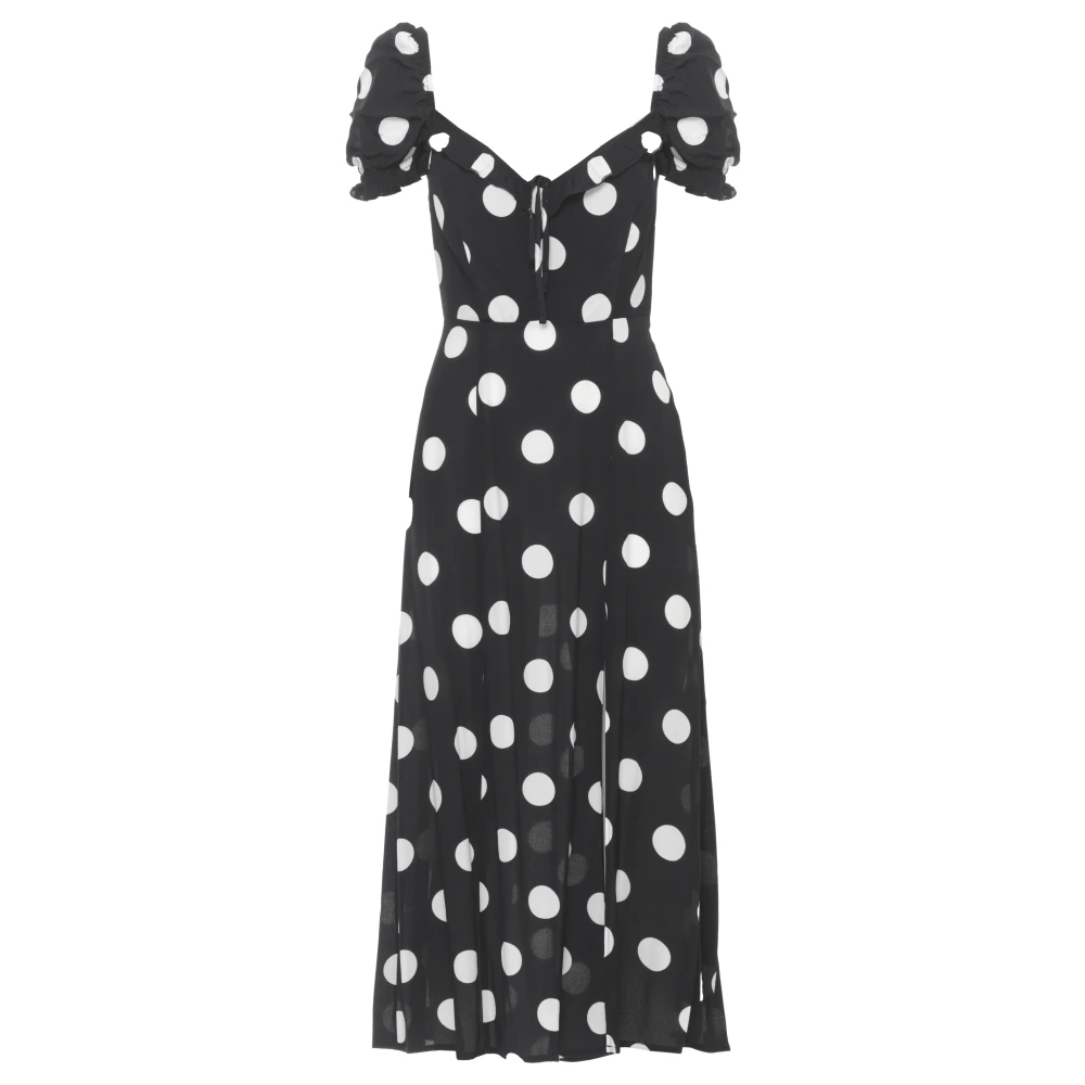 Mar De Margaritas Women's Black V-Neck Dress With Volant - Midi Dresses - Xs - Dresses