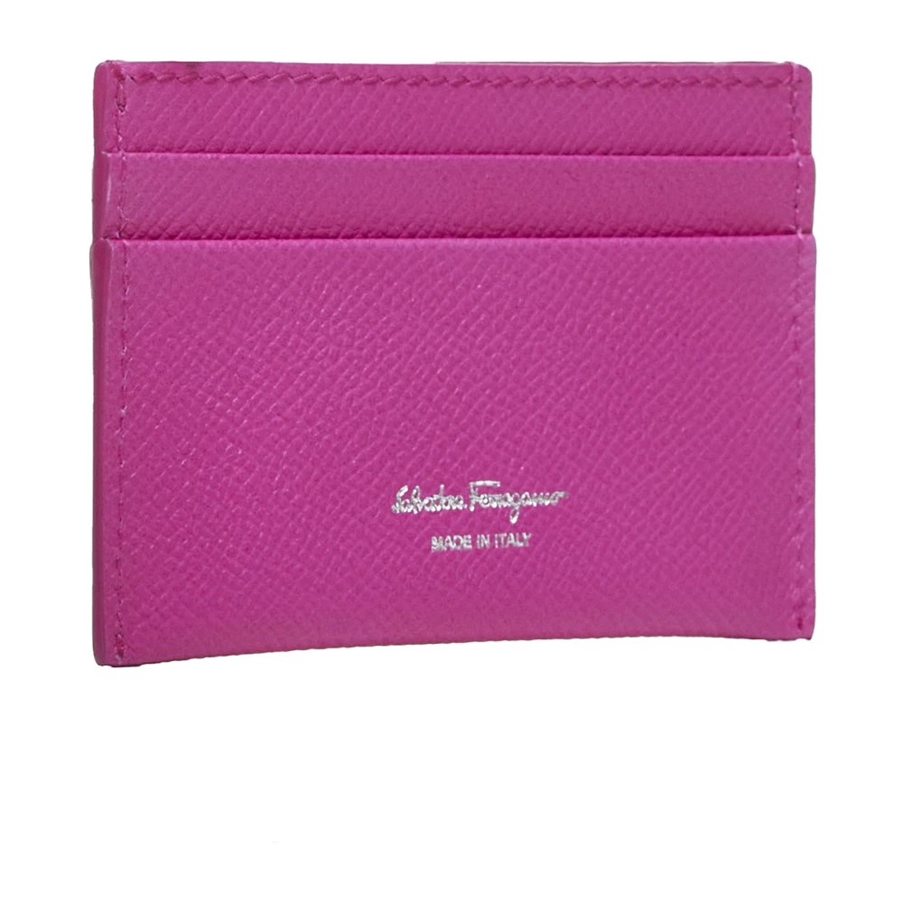 Salvatore Ferragamo Gancini Roze Leren Kaarthouder Pink Dames