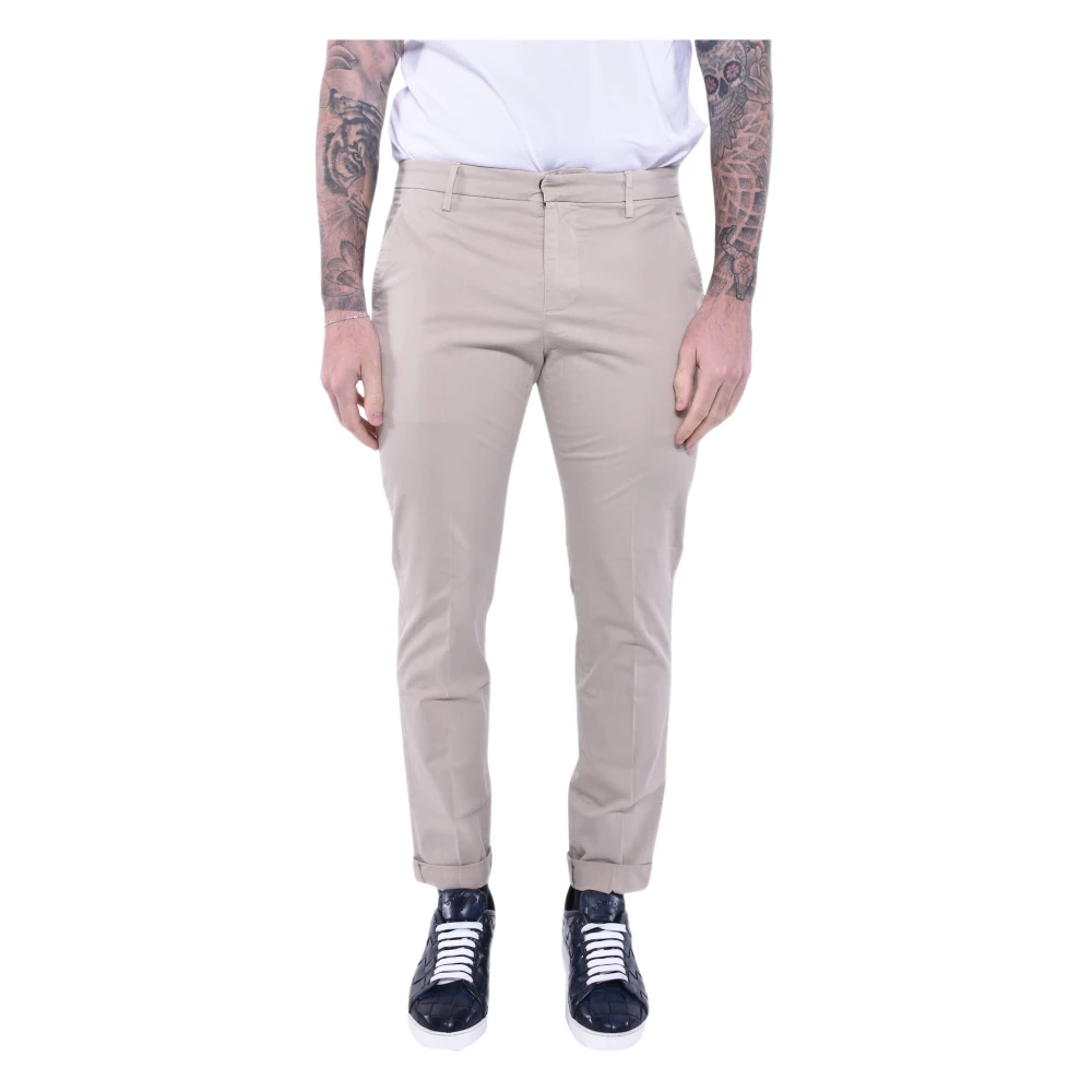 Dondup Men's Beige Slim Chino Trousers With Low Waist - Slim-Fit Trousers - W34 - Trousers