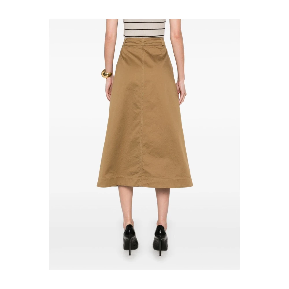 Saint Laurent Bruine A-lijn Rok met Voorzakken Brown Dames