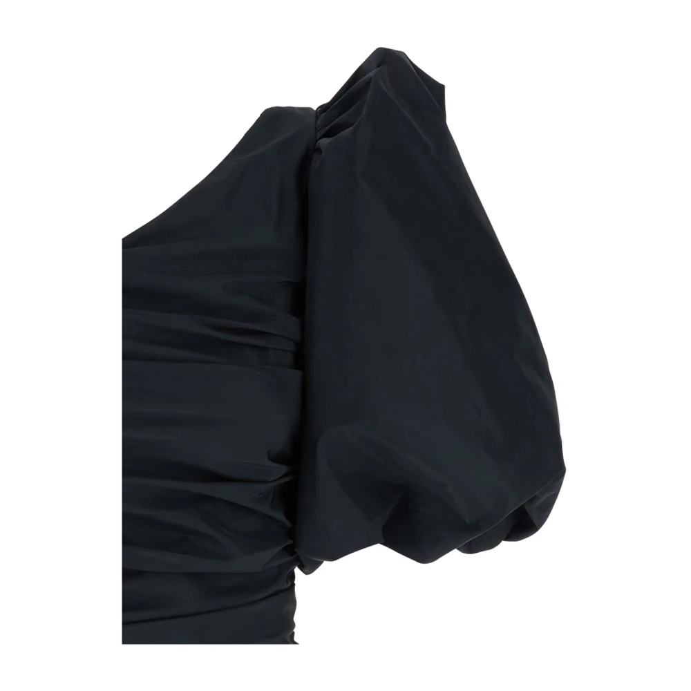 pinko Zwarte One Shoulder Top met Ruche Black Dames