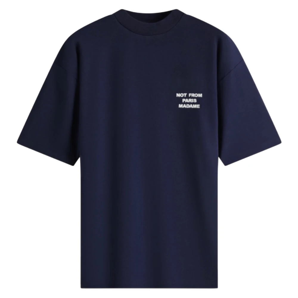 Drole de Monsieur Navy Slogan Tee Interlock Katoenen T-shirt Blue Heren