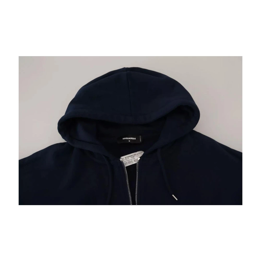 Dsquared2 Blauwe Katoenen Hoodie met Rits Blue Heren