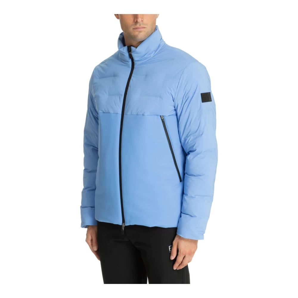 Emporio Armani EA7 7 Down Jacket met Hook-and-Loop Sluiting Blue Heren