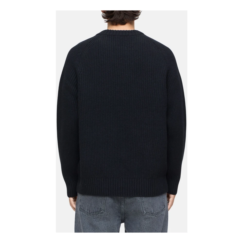 closed Raglan ronde hals geribbelde trui Black Heren