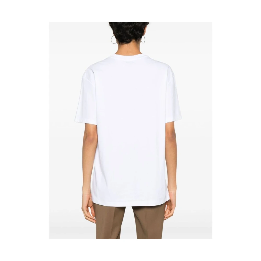 Mazzarelli Witte Katoenen Ronde Hals Lange Mouw White Dames