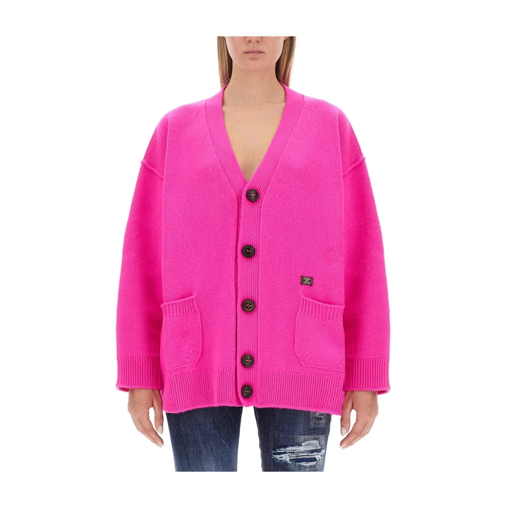 Dsquared2 Wollen Oversized Vest Pink Dames