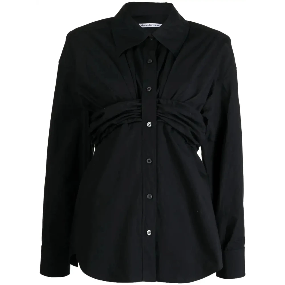 Alexander wang Zwarte katoenen shirt met gerimpelde details Black Dames