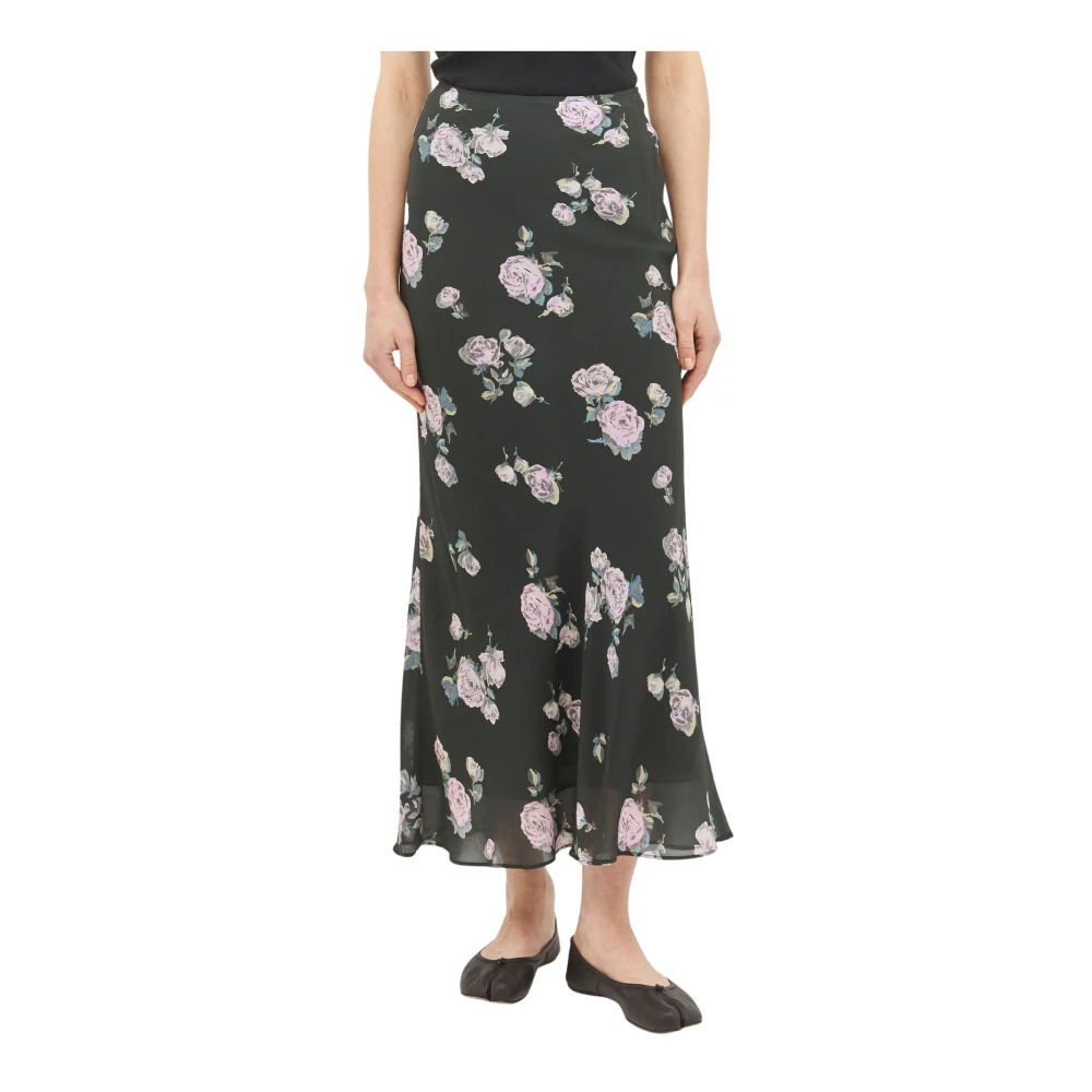 Ganni Bloemen Maxi Rok Black Dames