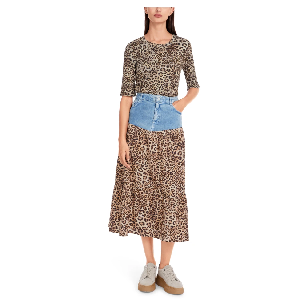 Marc Cain T-shirt met luipaardprint en nauwsluitend Brown Dames