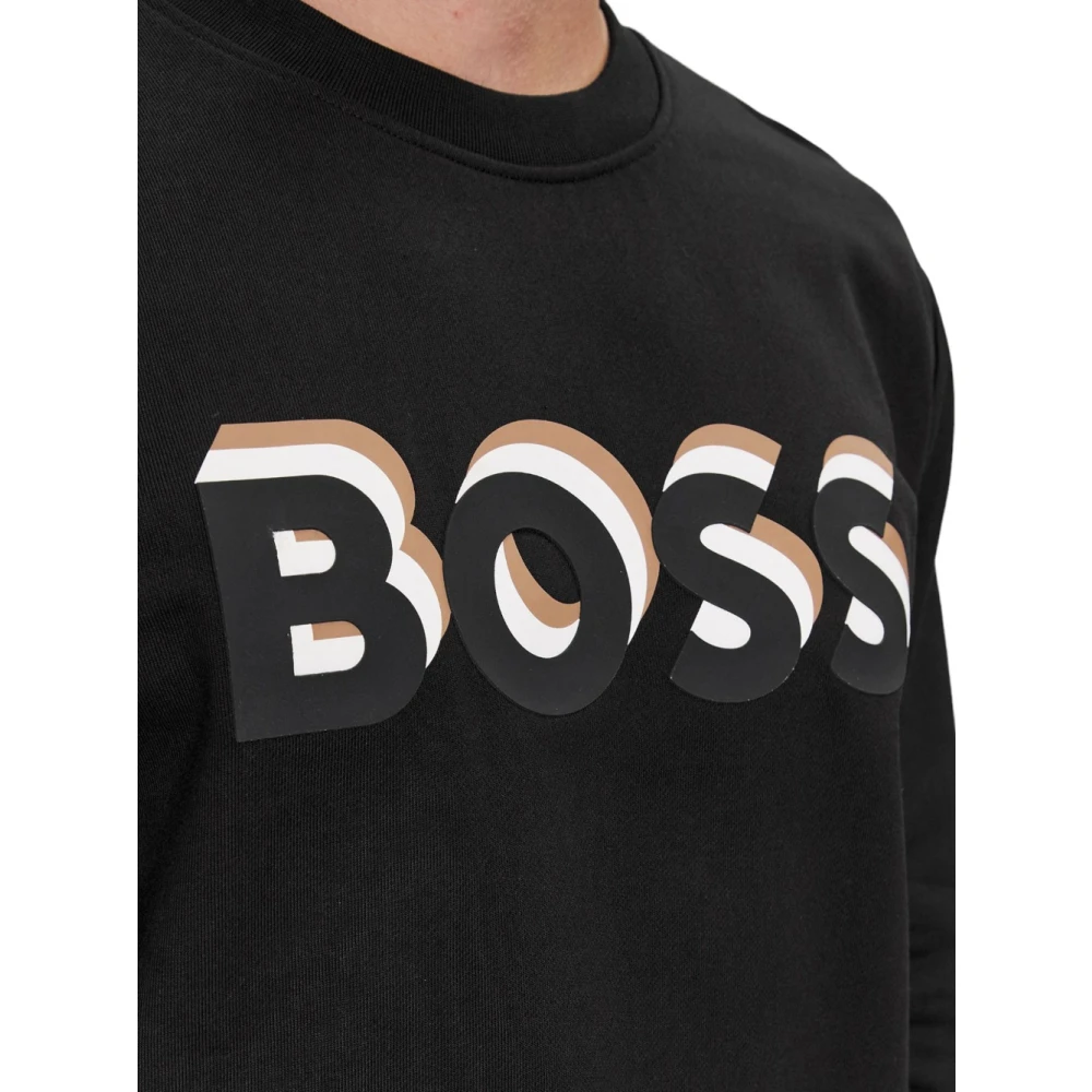 Boss Katoenen Sweatshirt Black Heren