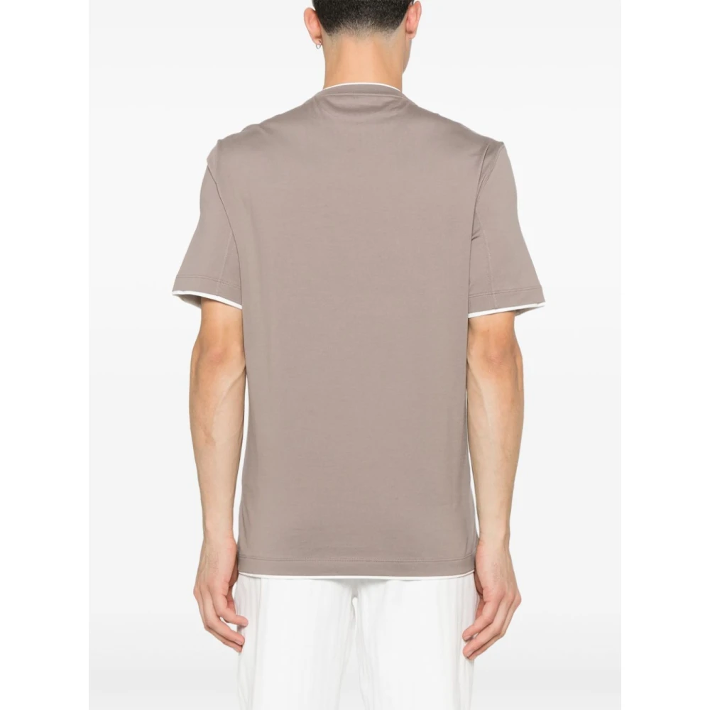 BRUNELLO CUCINELLI Beige Crew Neck Sweater Brown Heren