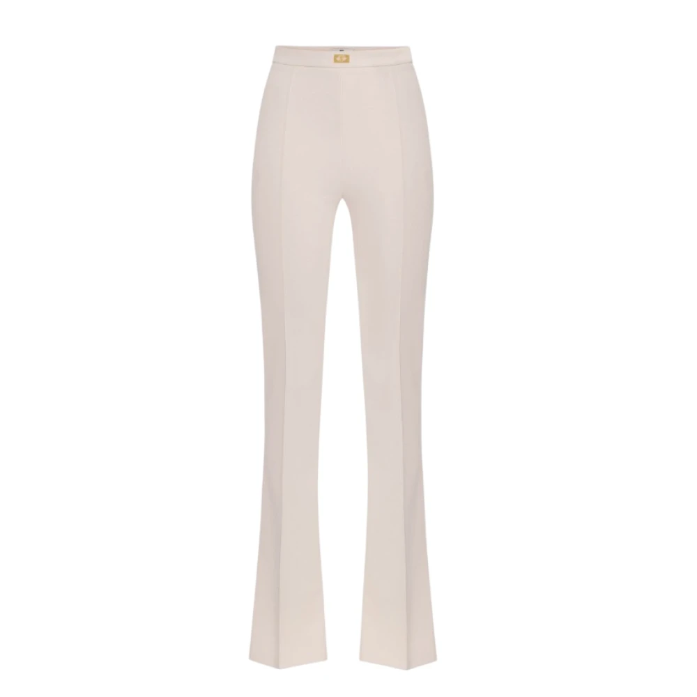 Elisabetta Franchi Flared broek in stretch crepè Beige Dames