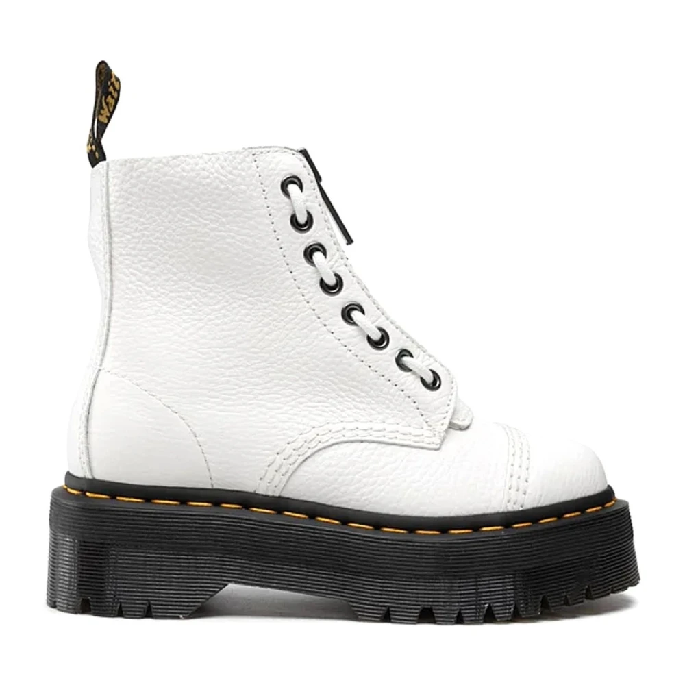 Dr. Martens White Lace-Up Boots, Female, 4 Uk, Scarpa