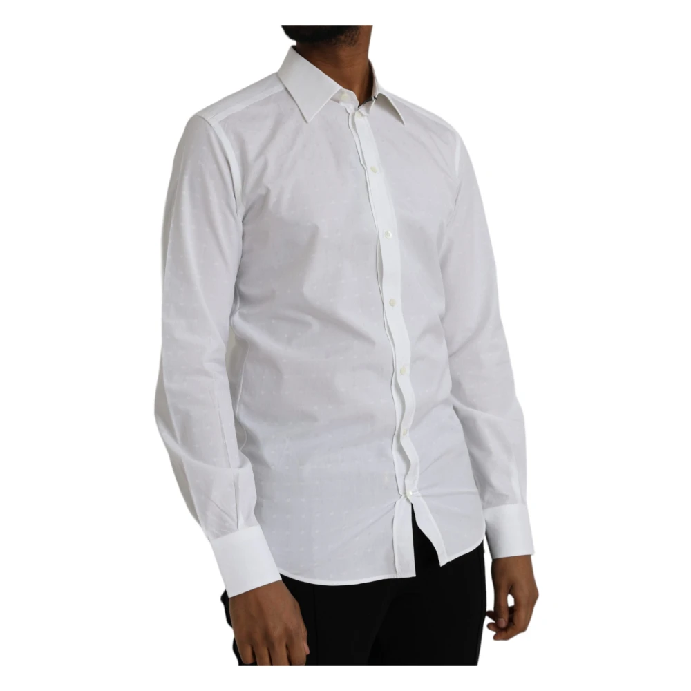 Dolce & Gabbana Wit Logo Katoenen Heren Overhemd White Heren