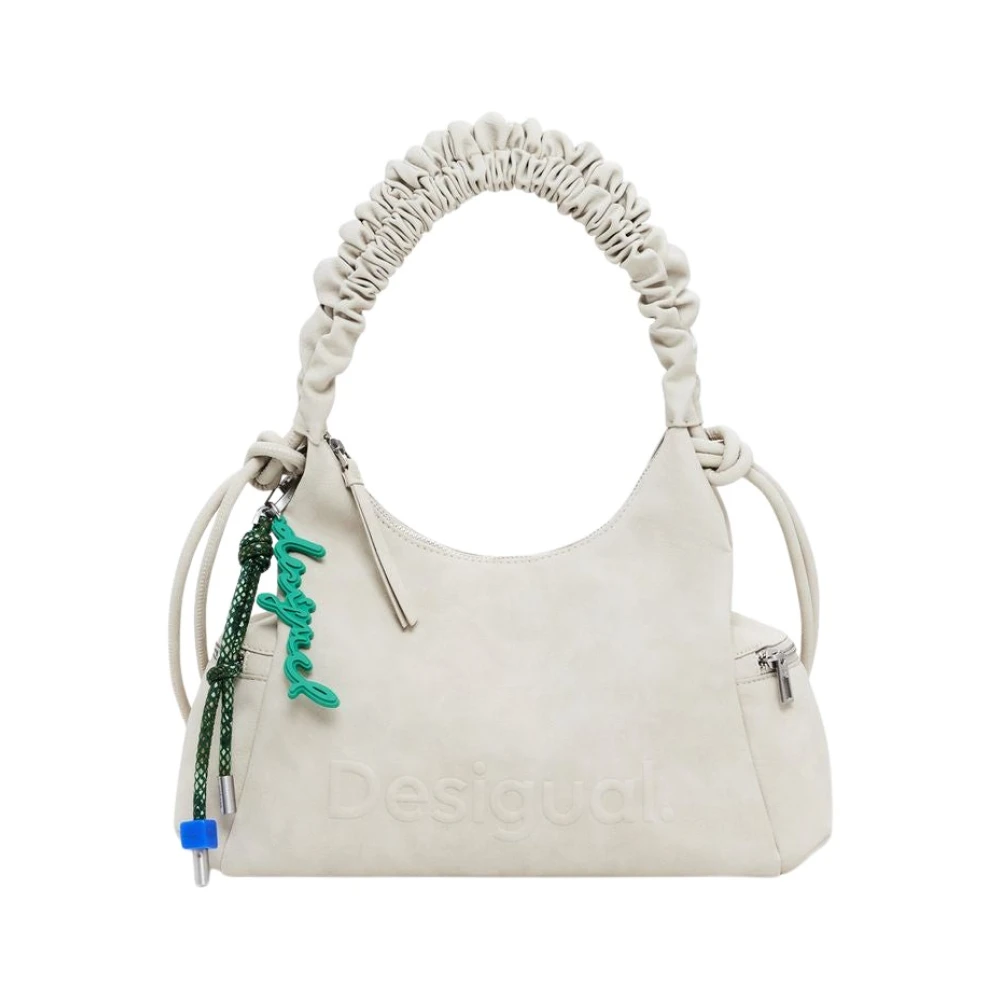 Desigual Vit Beige Dam Handväska Montville Half Logo