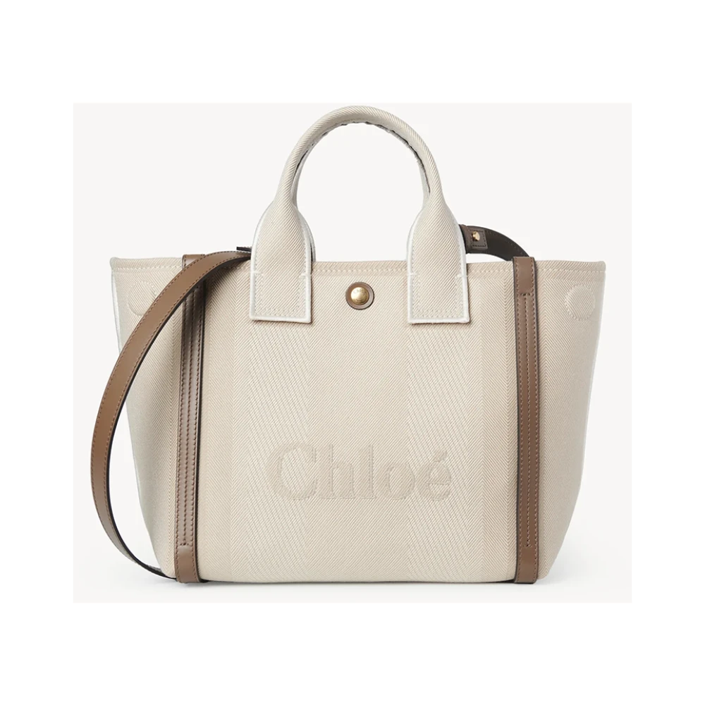 Chloé Beige Schoudertas met Drukknoopsluiting Beige Dames