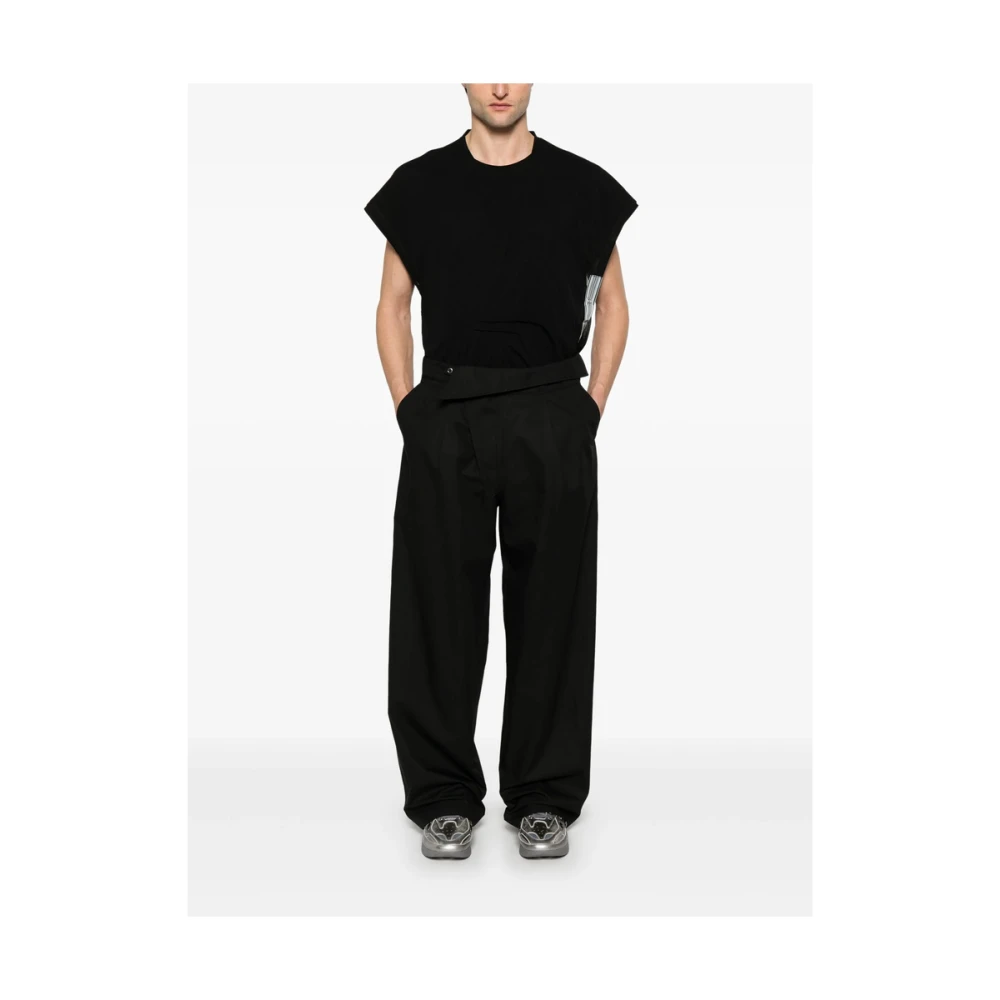 Kiko Kostadinov Zwarte Broek met Verborgen Voorknoop Black Heren