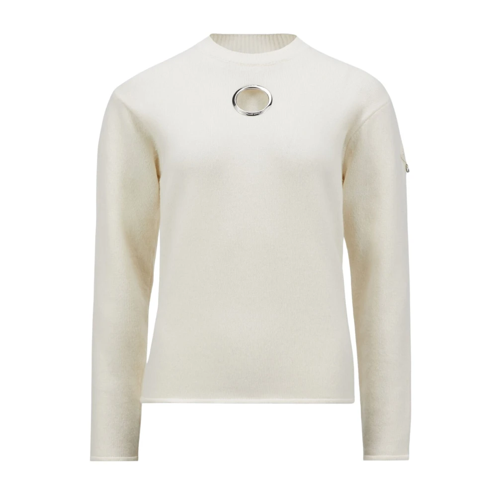 Moncler Utskuren ull-kashmir crewneck tröja Beige, Dam