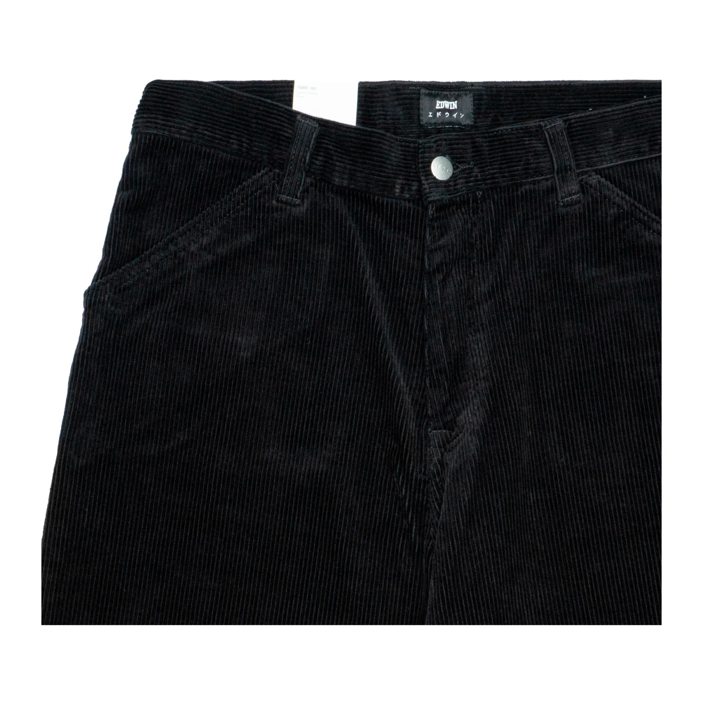 Edwin Wijde Pijp Ribfluwelen Katoenen Broek Black Heren