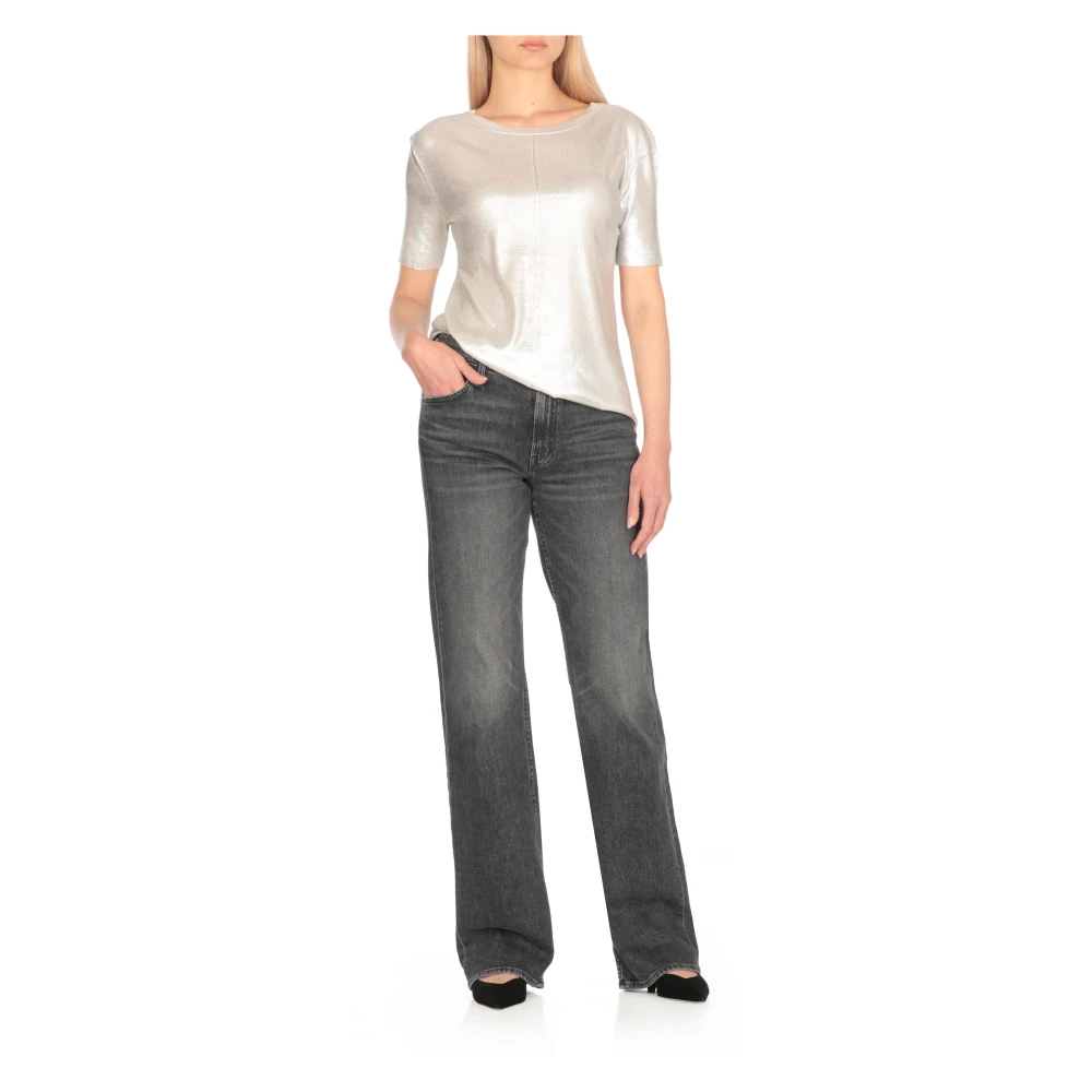 Avant Toi Zilveren Lurex Trui met Korte Mouwen Gray Dames