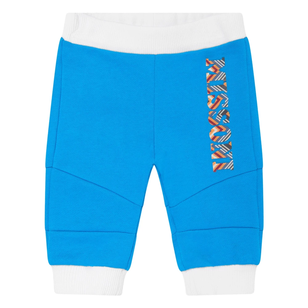 Missoni Girls Blue Sweatpants, 18 M, Zigzag Logo Joggers In