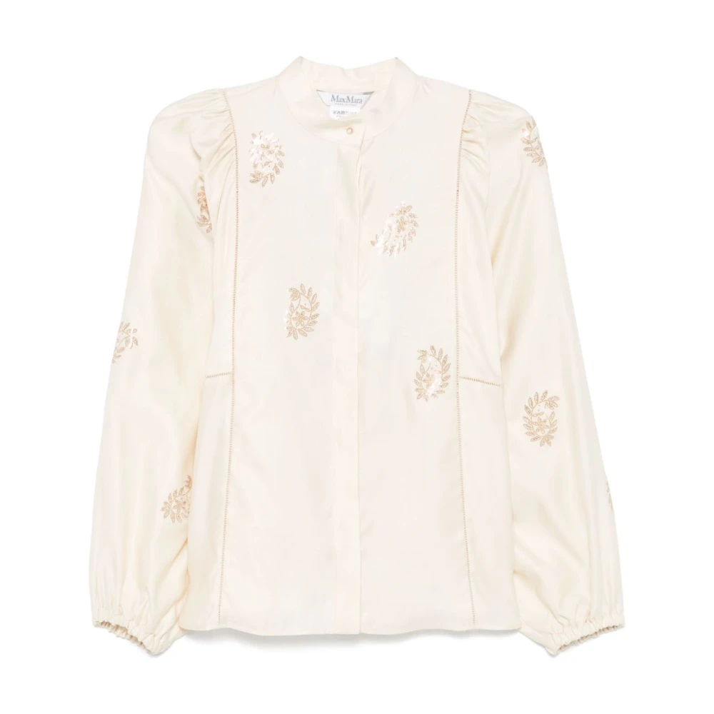 Max Mara Witte Shirt met Kristalversiering White Dames