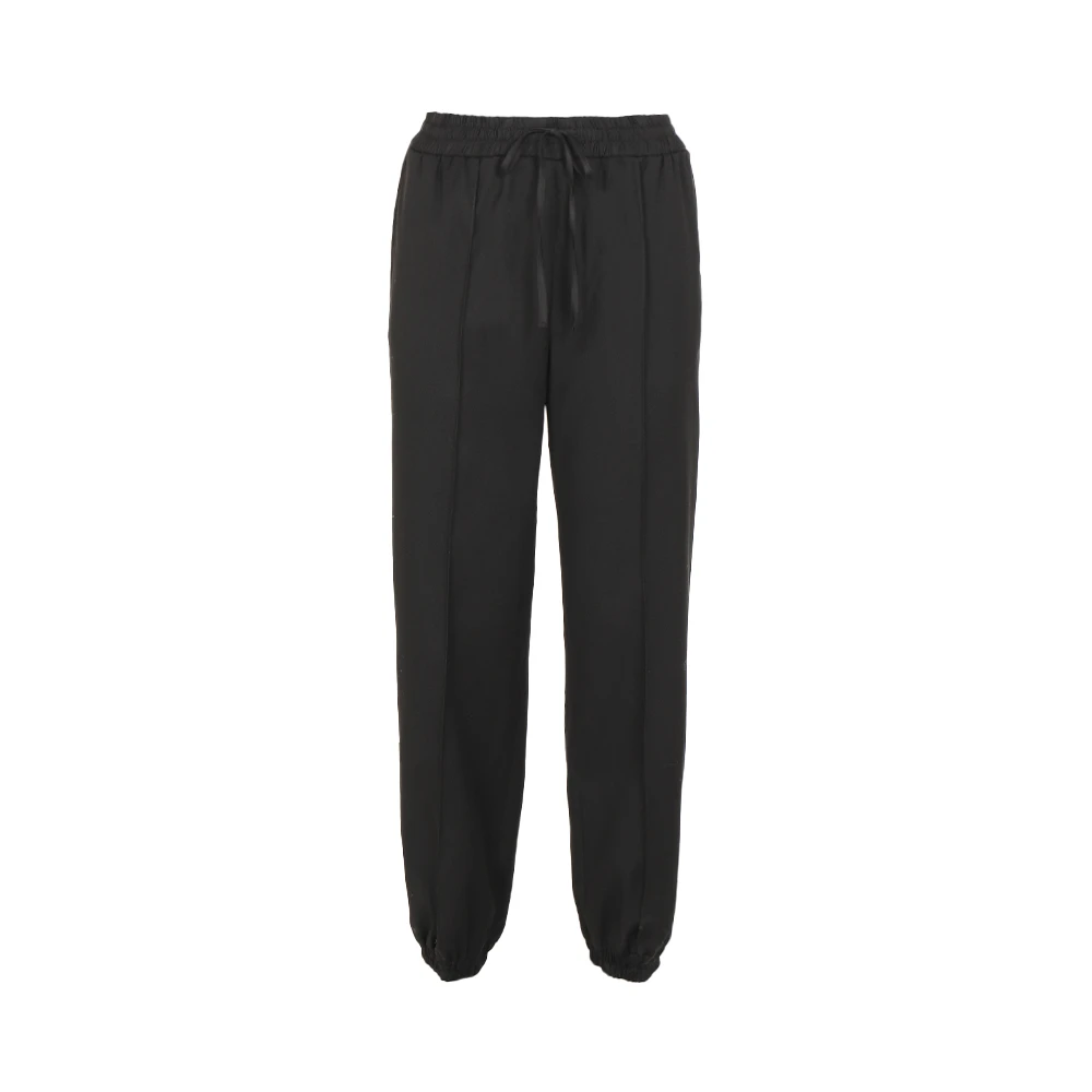 Jil Sander Women's Black Gabardine Trousers With Elasticated Waistband