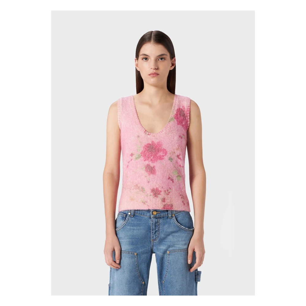 Blumarine Mouwloze Top Pink Peony Pers.Rood Multicolor Dames