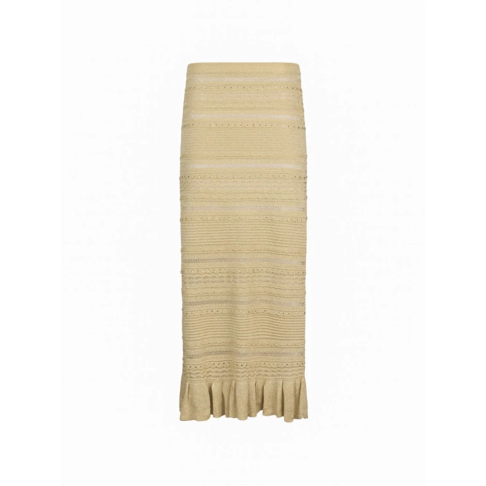 Liu Jo Kvinno Gul Kjolar Dam, S, Polyester, Lång Kjol Med Öppen Stickning