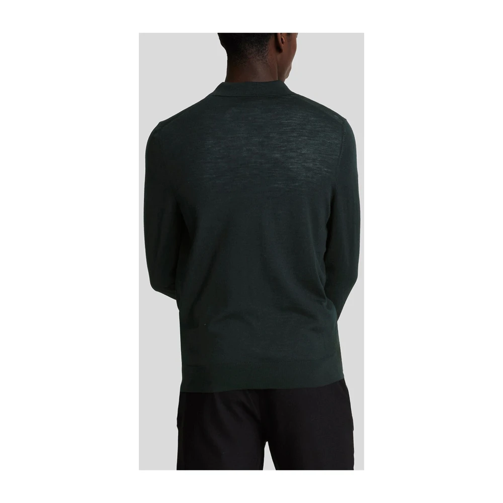 Lyle & Scott Merino Kraag Trui voor Mannen Green Heren